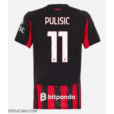 Zenski Nogometni Dres AC Milan Christian Pulisic #11 Domaci 2025-26 Kratak Rukav Zenski Nogometni Dres AC Milan Christian Pulisic #11 Domaci 2025-26 Kratak Rukav